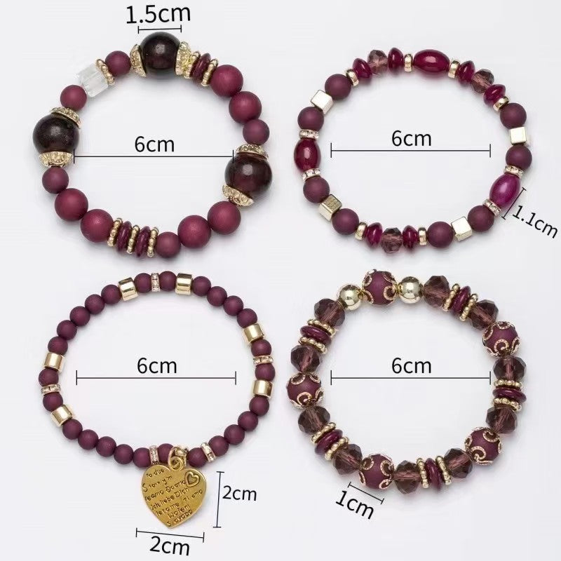 Bohemian Multi-Layered Charm Bracelet for Women - Metal Heart & Beaded Design